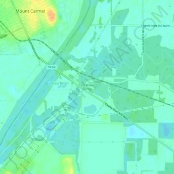 Mappa topografica East Mount Carmel, altitudine, rilievo