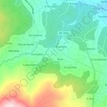 Mappa topografica Alban, altitudine, rilievo