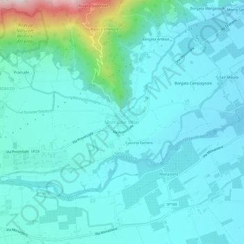 Mappa topografica Morra del Villar, altitudine, rilievo
