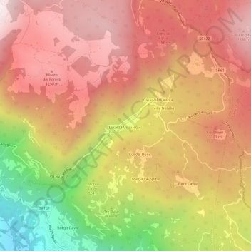 Mappa topografica Valsalega, altitudine, rilievo