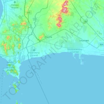 Mappa topografica Ban Chang, altitudine, rilievo