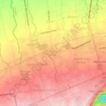 Mappa topografica Maitim 2nd West, altitudine, rilievo