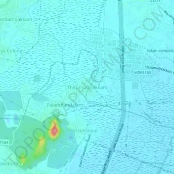 Mappa topografica Thirumudivakkam, altitudine, rilievo