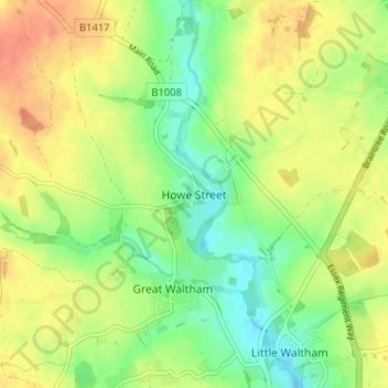 Mappa topografica Howe Street, altitudine, rilievo
