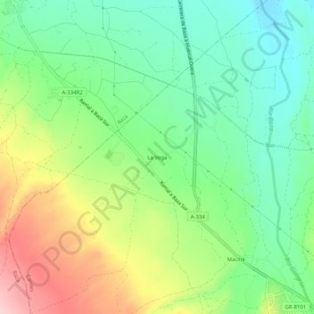 Mappa topografica La Vega, altitudine, rilievo