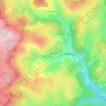 Mappa topografica Bonnabaud, altitudine, rilievo