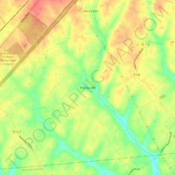Mappa topografica Ridings Mill, altitudine, rilievo
