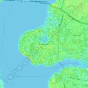 Mappa topografica Mandarin, altitudine, rilievo