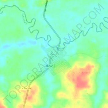 Mappa topografica Mavila, altitudine, rilievo