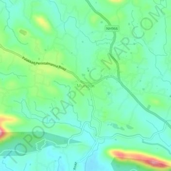 Mappa topografica Mundur, altitudine, rilievo