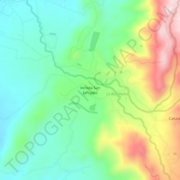 Mappa topografica Vereda San Emigdio, altitudine, rilievo