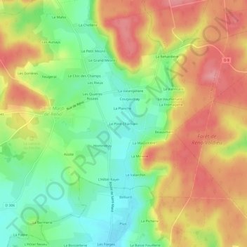 Mappa topografica Le Pont Chartrain, altitudine, rilievo