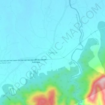 Mappa topografica Shokuvi, altitudine, rilievo