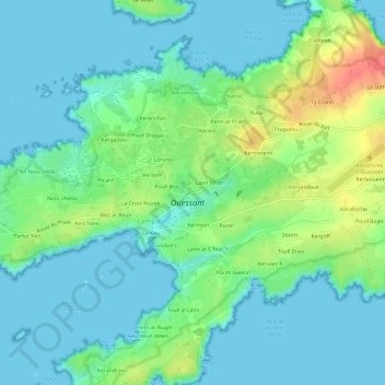 Mappa topografica Kernigou, altitudine, rilievo