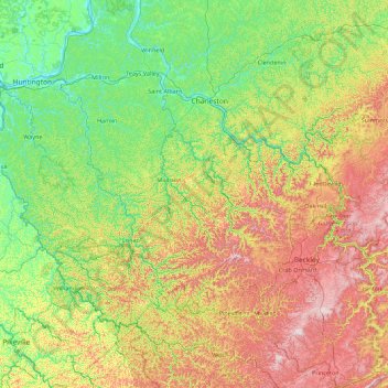 Mappa topografica Boone, altitudine, rilievo