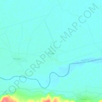 Mappa topografica Özbek, altitudine, rilievo