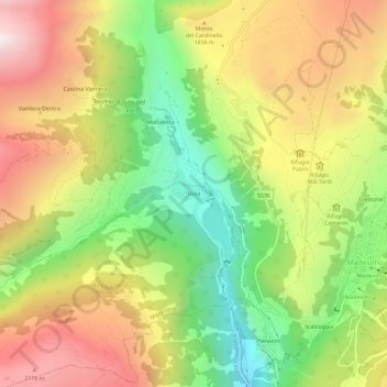 Mappa topografica Isola, altitudine, rilievo