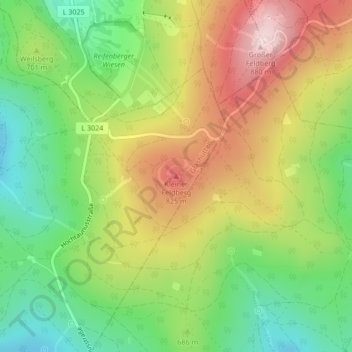 Mappa topografica Kleiner Feldberg, altitudine, rilievo