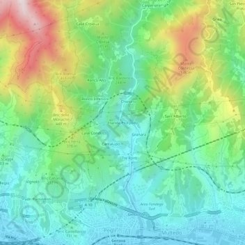Mappa topografica Filanda Profondo, altitudine, rilievo