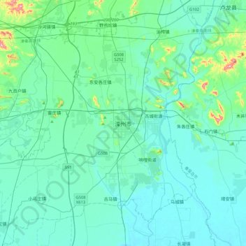 Mappa topografica 滦州市, altitudine, rilievo