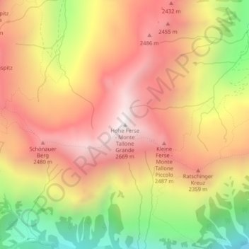 Mappa topografica Hohe Ferse, altitudine, rilievo