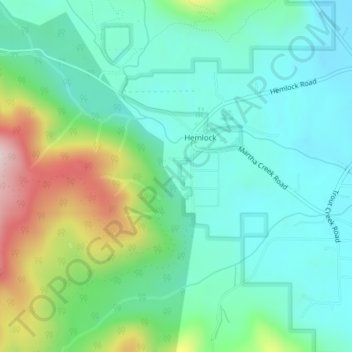Mappa topografica Wind River Arboretum, altitudine, rilievo
