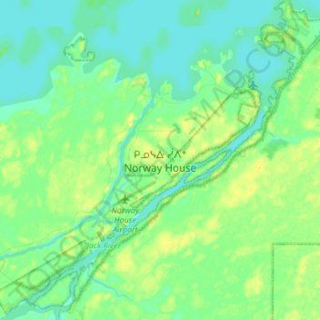 Mappa topografica Norway House, altitudine, rilievo