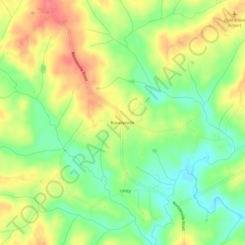 Mappa topografica Roosterville, altitudine, rilievo