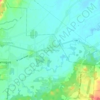 Mappa topografica Mangandingay, altitudine, rilievo
