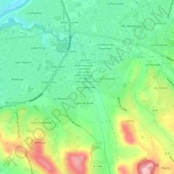 Mappa topografica La Faïencerie, altitudine, rilievo