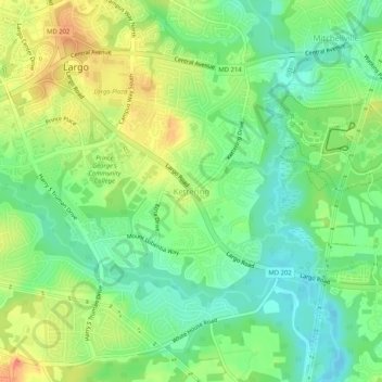 Mappa topografica Kettering, altitudine, rilievo