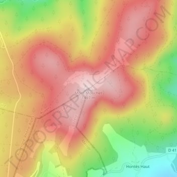 Mappa topografica Mont Mouchet, altitudine, rilievo