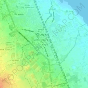 Mappa topografica Barangay 3, altitudine, rilievo