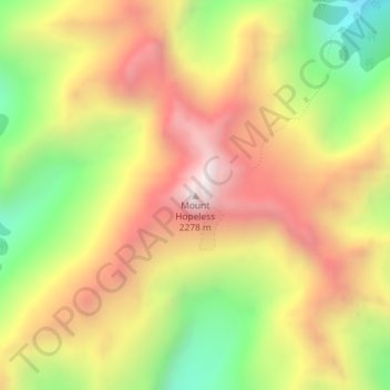 Mappa topografica Mount Hopeless, altitudine, rilievo