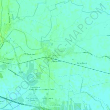 Mappa topografica Quartesana, altitudine, rilievo