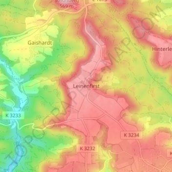 Mappa topografica Leinenfirst, altitudine, rilievo