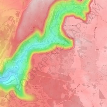 Mappa topografica Chaumois-Boivin, altitudine, rilievo