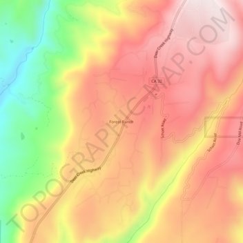 Mappa topografica Forest Ranch, altitudine, rilievo