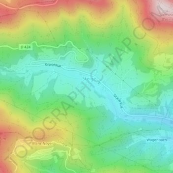 Mappa topografica Champs des Fontaines, altitudine, rilievo
