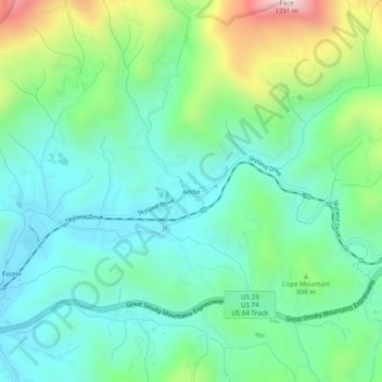 Mappa topografica Addie, altitudine, rilievo