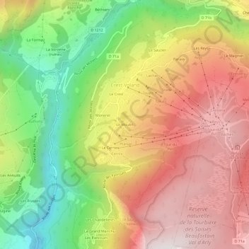 Mappa topografica Le Moulin, altitudine, rilievo