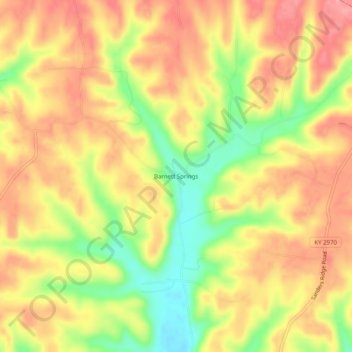 Mappa topografica Barnett Springs, altitudine, rilievo