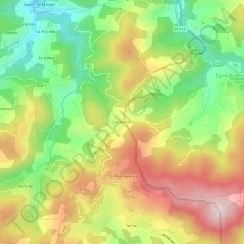 Mappa topografica Les Hieres, altitudine, rilievo