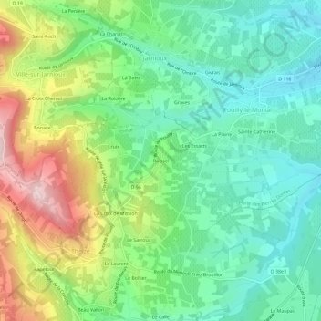 Mappa topografica Ruissel, altitudine, rilievo