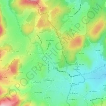 Mappa topografica Le Gripel, altitudine, rilievo