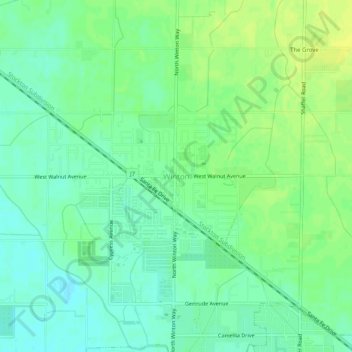 Mappa topografica Winton, altitudine, rilievo