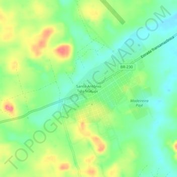 Mappa topografica Santo Antônio do Matupi, altitudine, rilievo