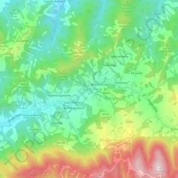 Mappa topografica Casa Ponte, altitudine, rilievo