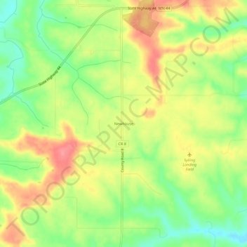 Mappa topografica Newhouse, altitudine, rilievo