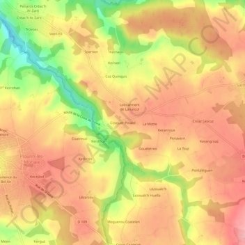 Mappa topografica Cosquer Pinard, altitudine, rilievo